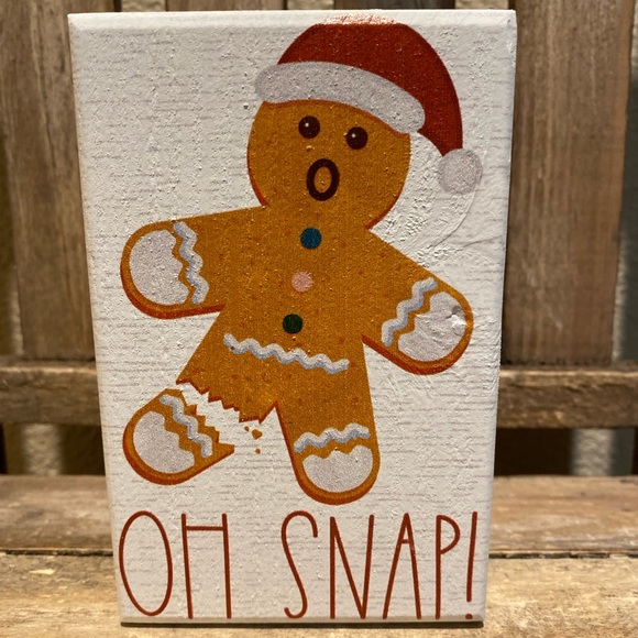 Oh Snap Gingerbread Man Wood Sign, Small Christmas Decor For Tier Trays - Picture 4 of 9